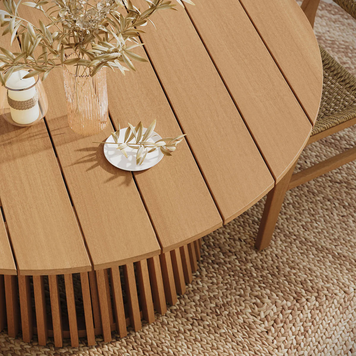 Rowe 7-Piece Outdoor Teak Wood Dining Set in Natural