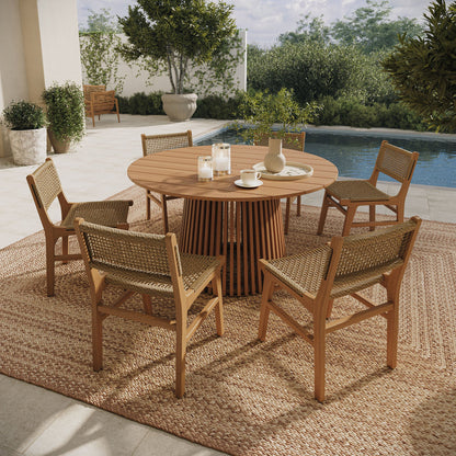 Rowe 7-Piece Outdoor Teak Wood Dining Set in Natural