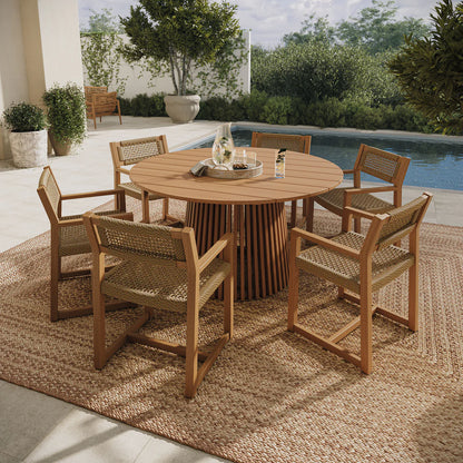 Reed 7-Piece Outdoor Teak Wood Dining Set in Natural