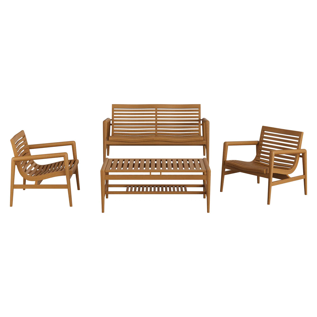 Hayden 4-Piece Outdoor Teak Wood Furniture Set in Natural