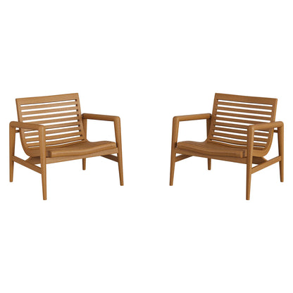 Hayden Outdoor Teak Wood Armchairs Set of 2 in Natural
