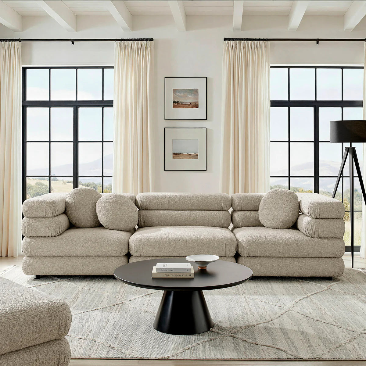 Jubilee Upholstered Modular 3‑Piece Sofa Set – Looped Yarn Fabric