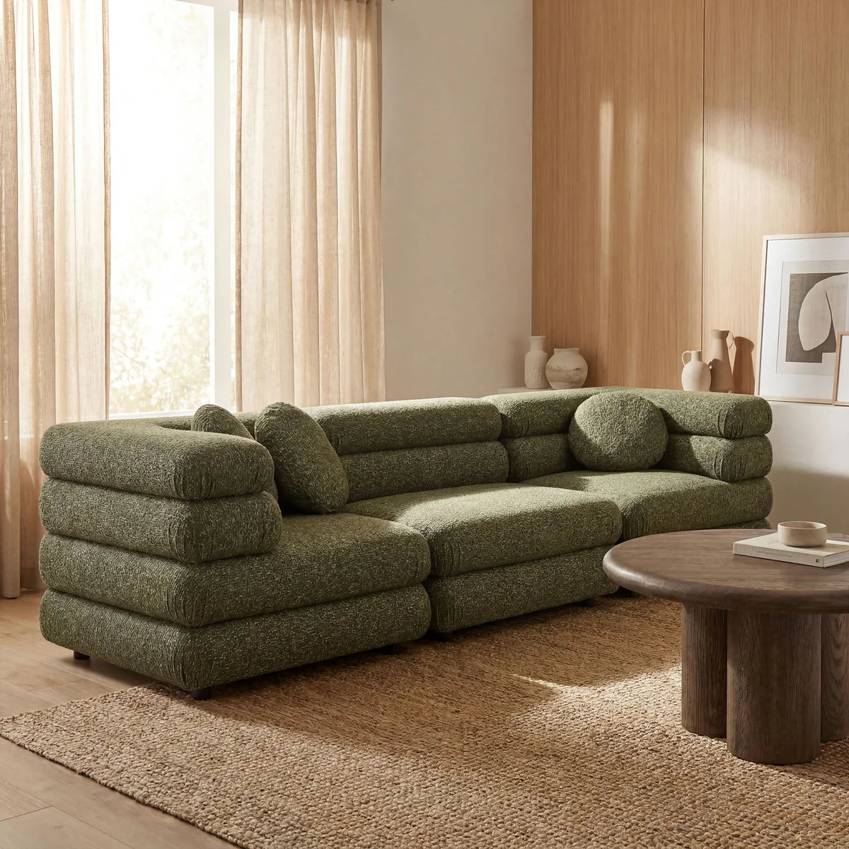 Jubilee Upholstered Modular 3‑Piece Sofa Set – Looped Yarn Fabric