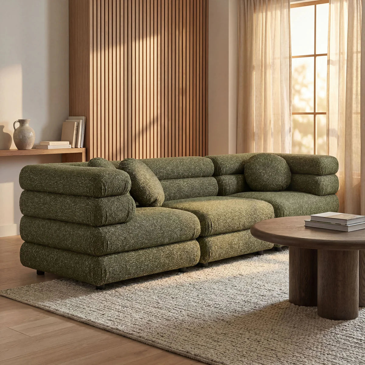 Jubilee Upholstered Modular 3‑Piece Sofa Set – Looped Yarn Fabric