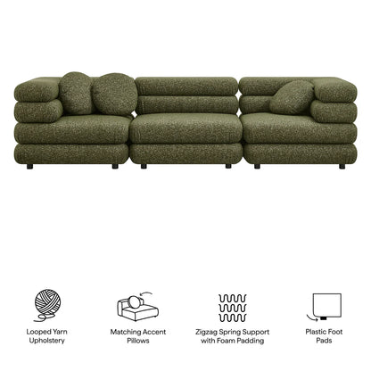 Jubilee Upholstered Modular 3‑Piece Sofa Set – Looped Yarn Fabric