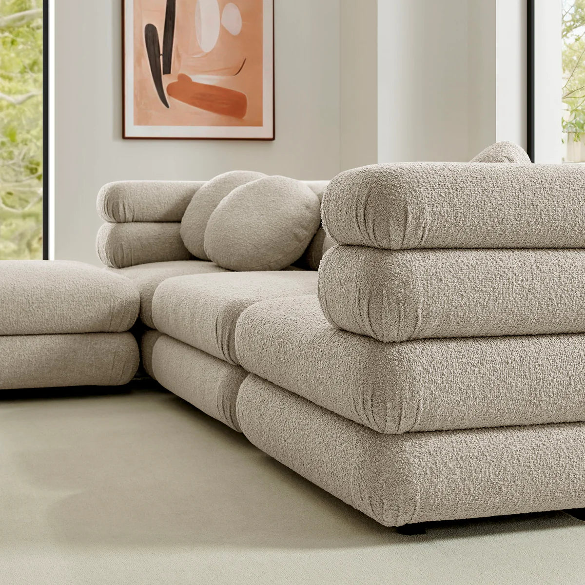 Jubilee Upholstered Modular 4‑Piece Sofa Set – Looped Yarn Fabric