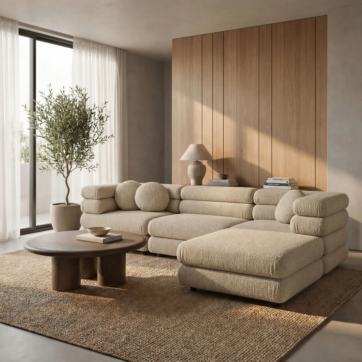 Jubilee Upholstered Modular 4‑Piece Sofa Set – Looped Yarn Fabric