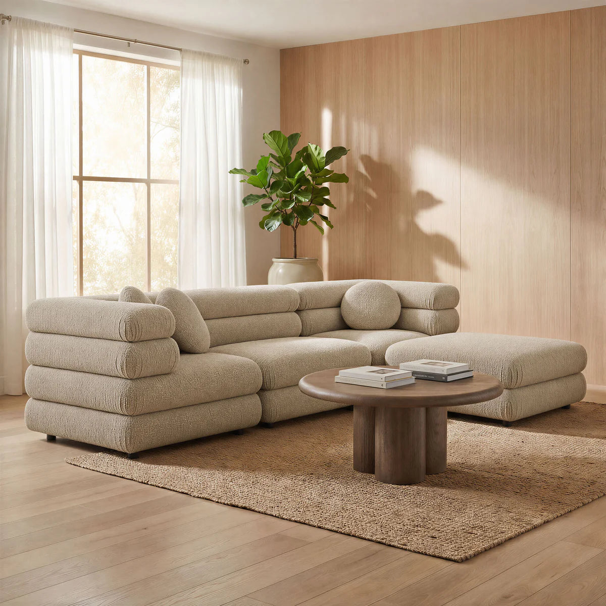 Jubilee Upholstered Modular 4‑Piece Sofa Set – Looped Yarn Fabric