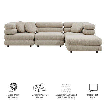 Jubilee Upholstered Modular 4‑Piece Sofa Set – Looped Yarn Fabric