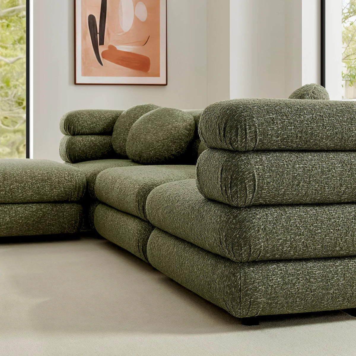 Jubilee Upholstered Modular 4‑Piece Sofa Set – Looped Yarn Fabric