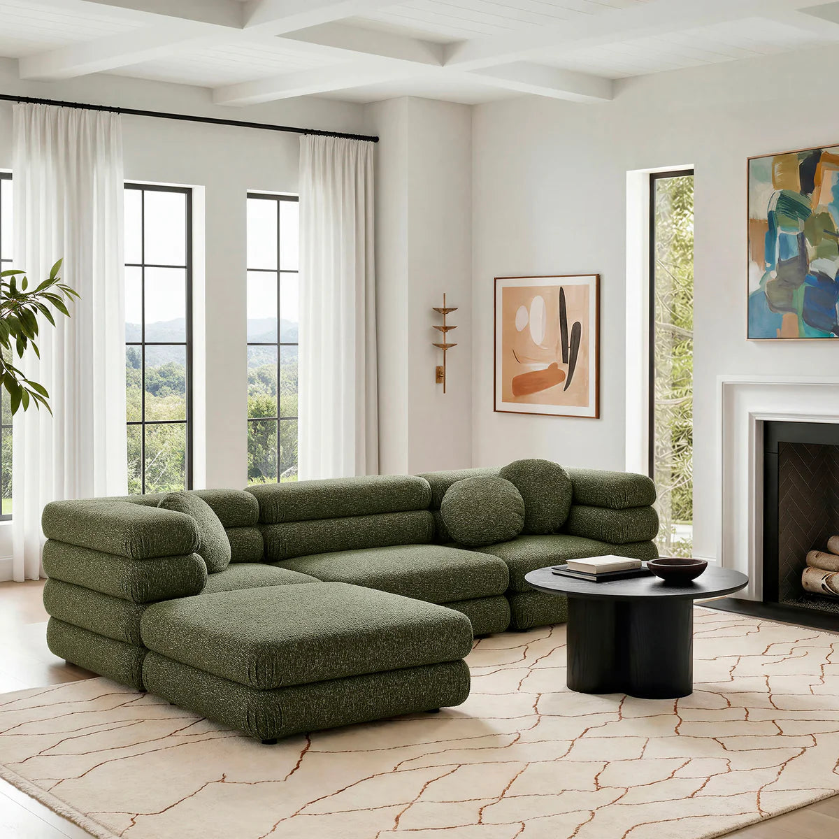 Jubilee Upholstered Modular 4‑Piece Sofa Set – Looped Yarn Fabric