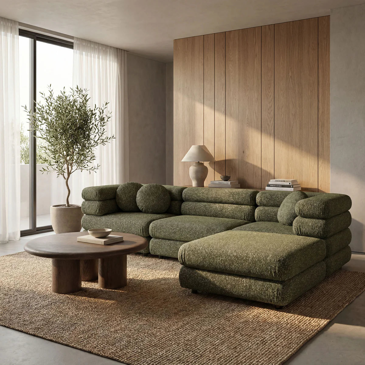 Jubilee Upholstered Modular 4‑Piece Sofa Set – Looped Yarn Fabric