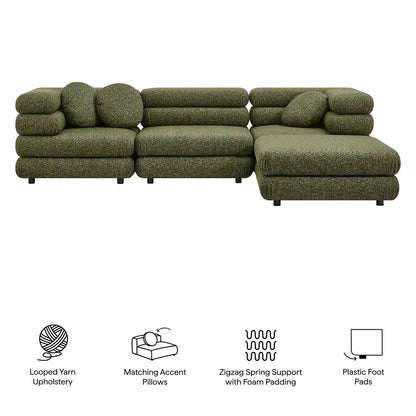 Jubilee Upholstered Modular 4‑Piece Sofa Set – Looped Yarn Fabric