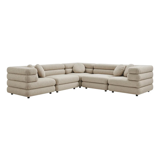 Jubilee Upholstered Modular 5‑Piece L‑Shaped Sofa Set – Looped Yarn Fabric
