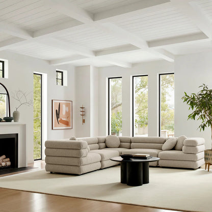Jubilee Upholstered Modular 5‑Piece L‑Shaped Sofa Set – Looped Yarn Fabric
