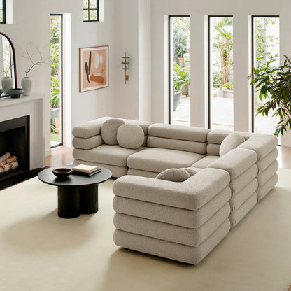 Jubilee Upholstered Modular 5‑Piece L‑Shaped Sofa Set – Looped Yarn Fabric