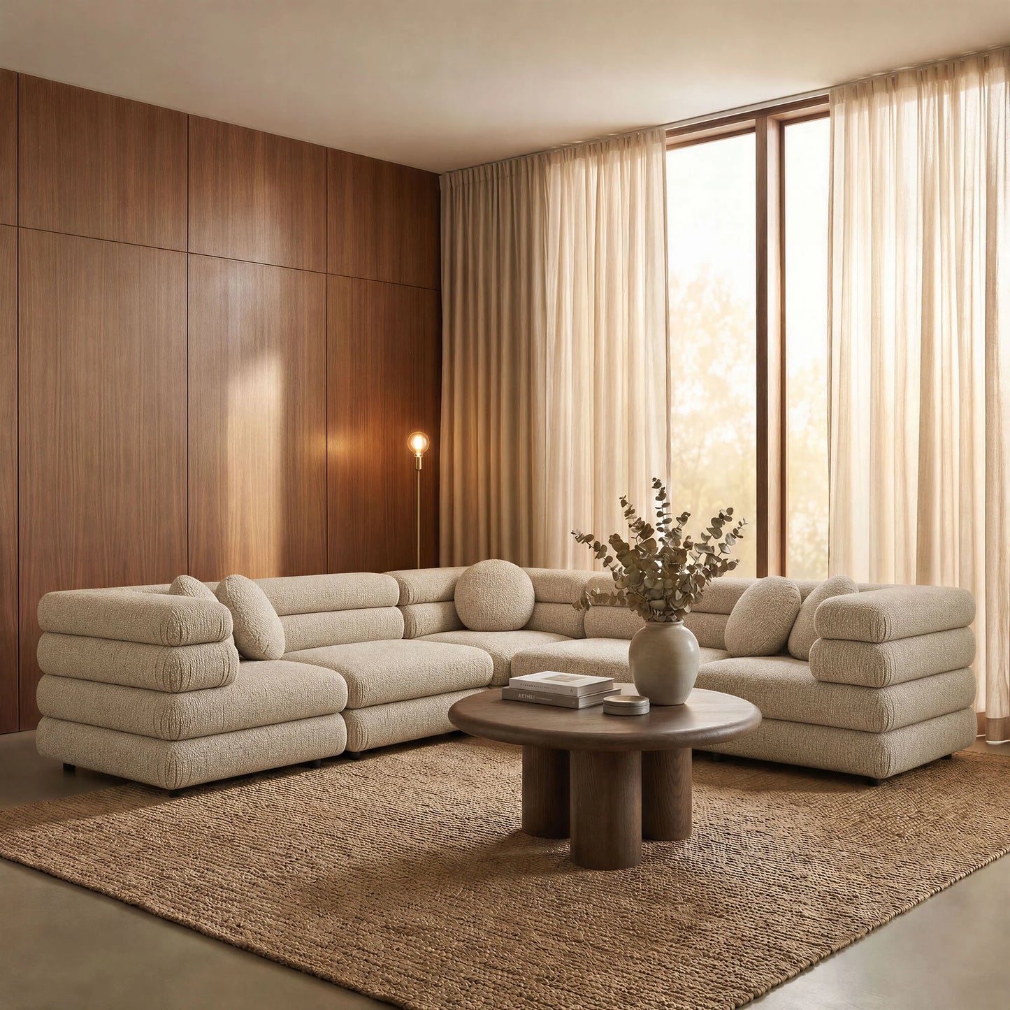 Jubilee Upholstered Modular 5‑Piece L‑Shaped Sofa Set – Looped Yarn Fabric