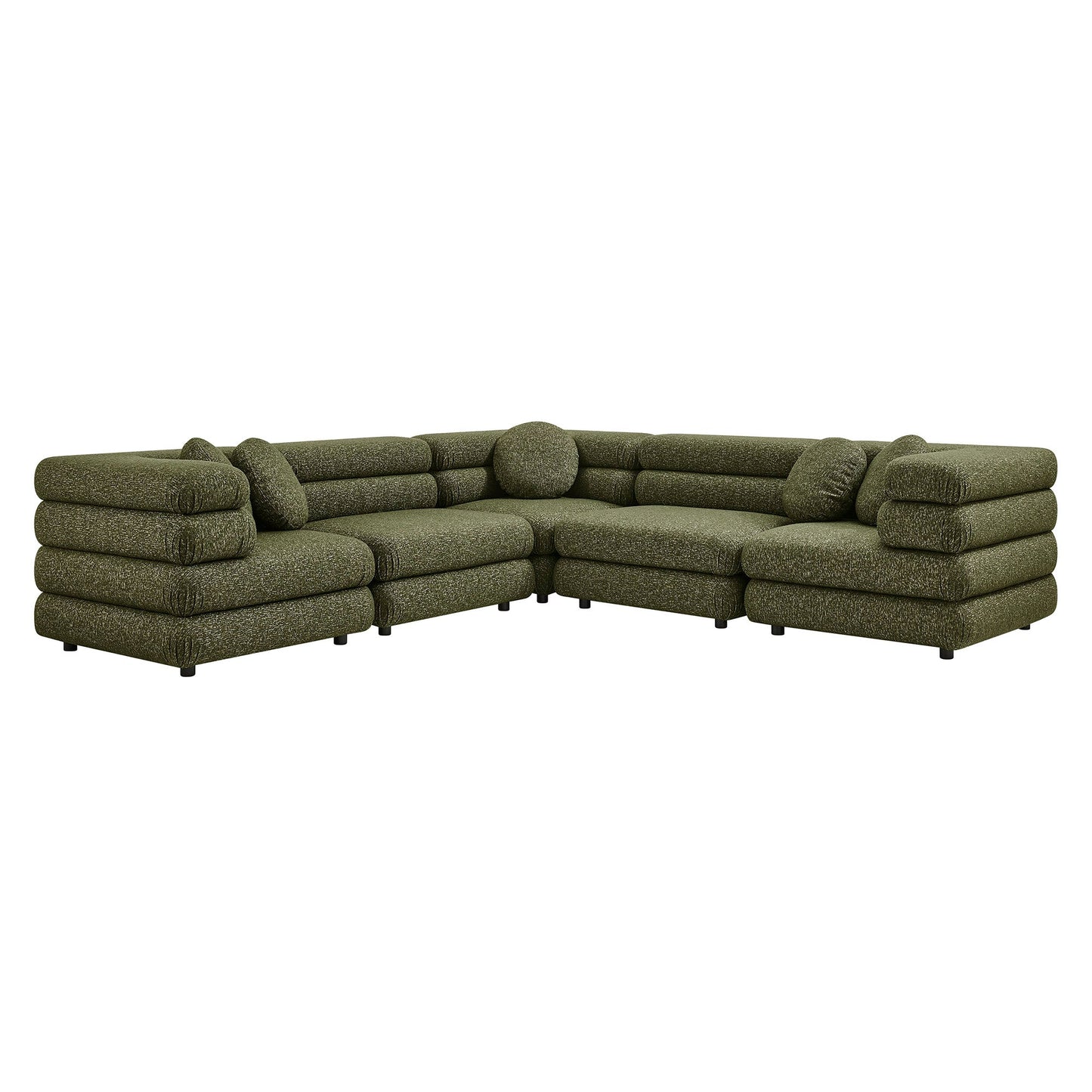 Jubilee Upholstered Modular 5‑Piece L‑Shaped Sofa Set – Looped Yarn Fabric