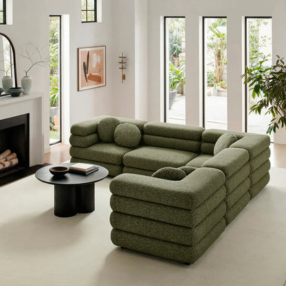Jubilee Upholstered Modular 5‑Piece L‑Shaped Sofa Set – Looped Yarn Fabric