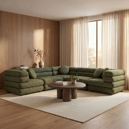Jubilee Upholstered Modular 5‑Piece L‑Shaped Sofa Set – Looped Yarn Fabric