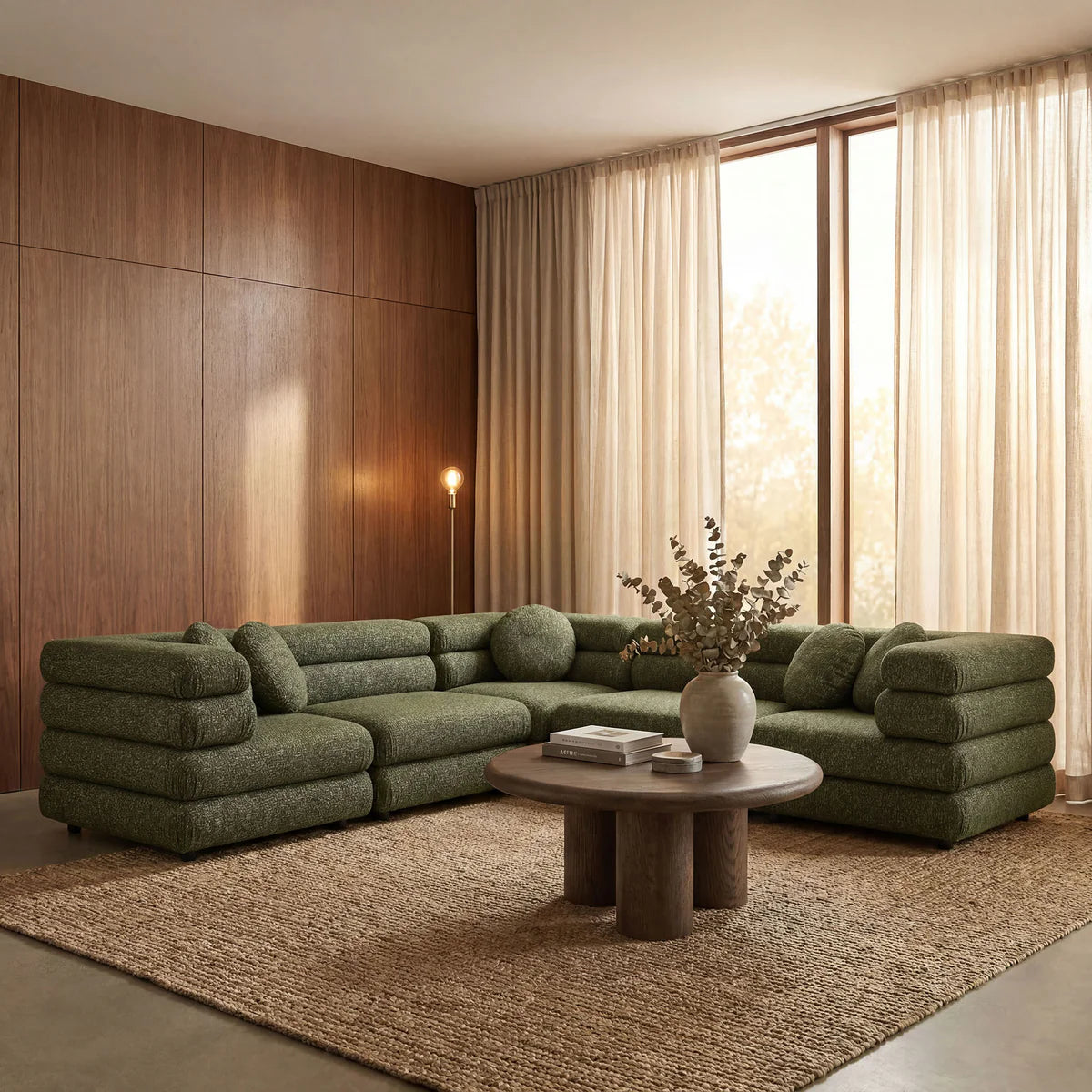 Jubilee Upholstered Modular 5‑Piece L‑Shaped Sofa Set – Looped Yarn Fabric