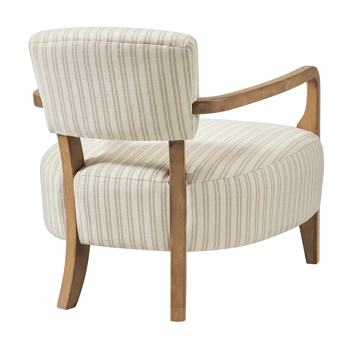 Zinnia Striped Fabric Upholstered Accent Chair in Oatmeal Stripe