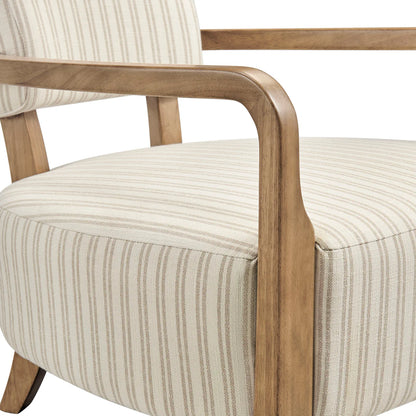 Zinnia Striped Fabric Upholstered Accent Chair in Oatmeal Stripe