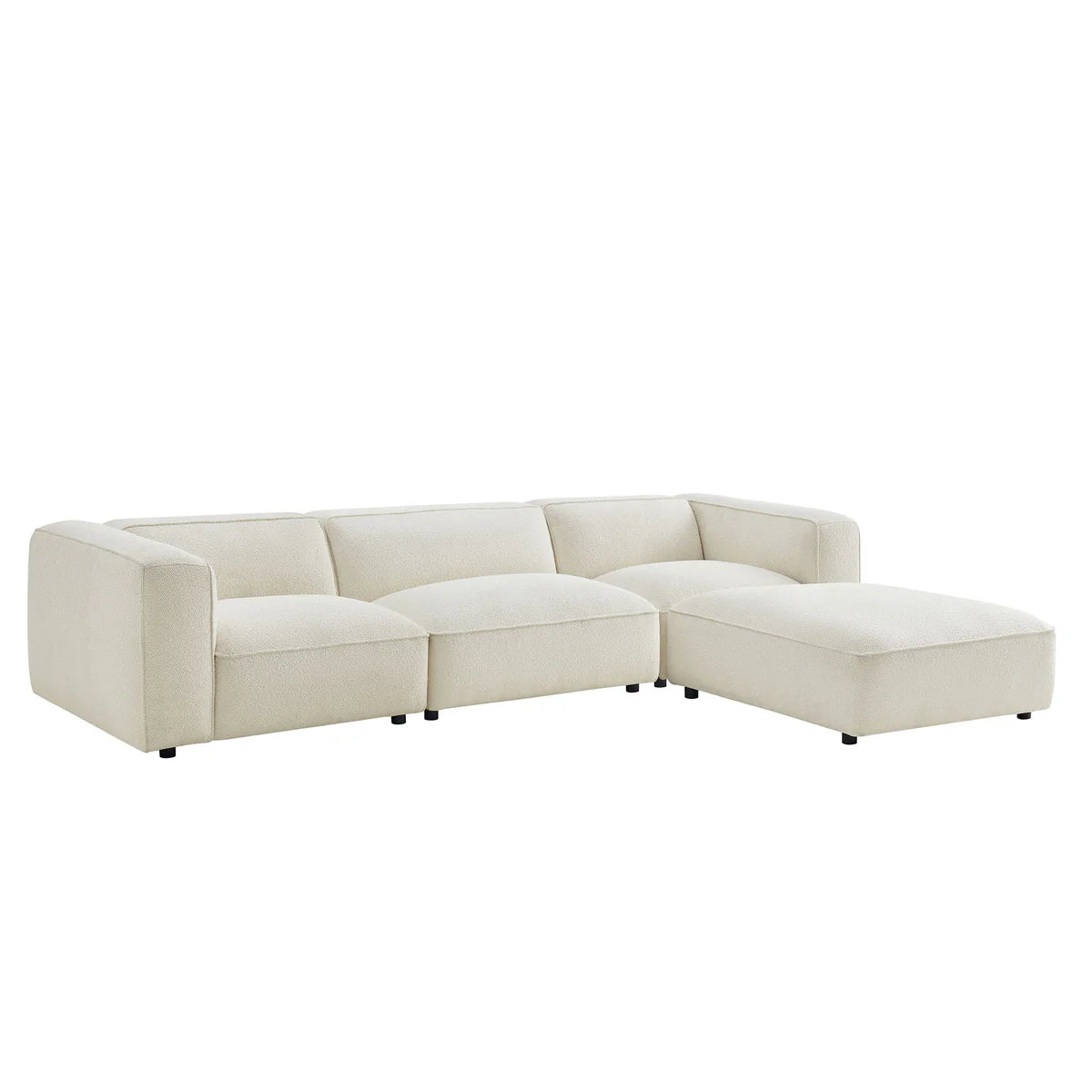Auren 4 Piece Lattice Bouclé Upholstered Modular Sofa with Ottoman