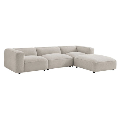 Auren 4 Piece Lattice Bouclé Upholstered Modular Sofa with Ottoman