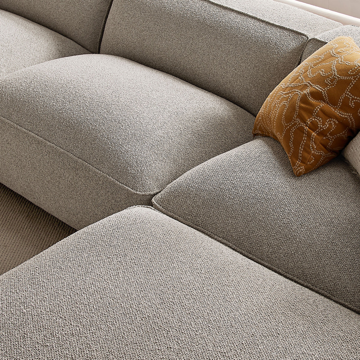 Auren 4 Piece Lattice Bouclé Upholstered Modular Sofa with Ottoman
