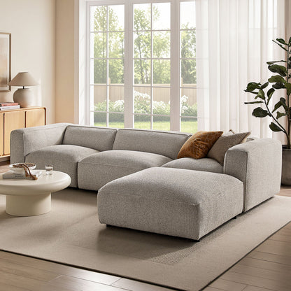 Auren 4 Piece Lattice Bouclé Upholstered Modular Sofa with Ottoman