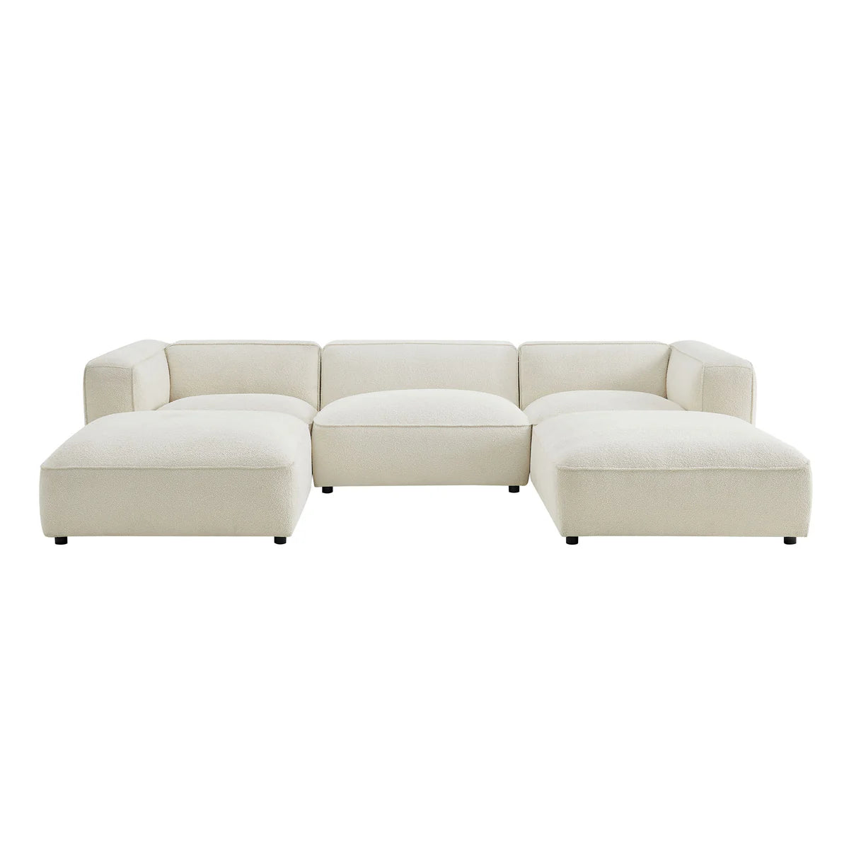 Auren 5 Piece Lattice Bouclé Upholstered Modular Sectional with Ottomans