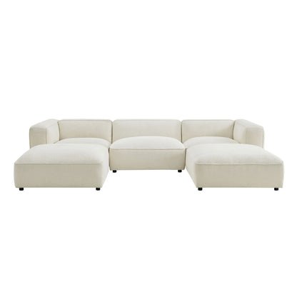 Auren 5 Piece Lattice Bouclé Upholstered Modular Sectional with Ottomans