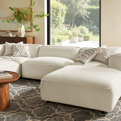 Auren 5 Piece Lattice Bouclé Upholstered Modular Sectional with Ottomans