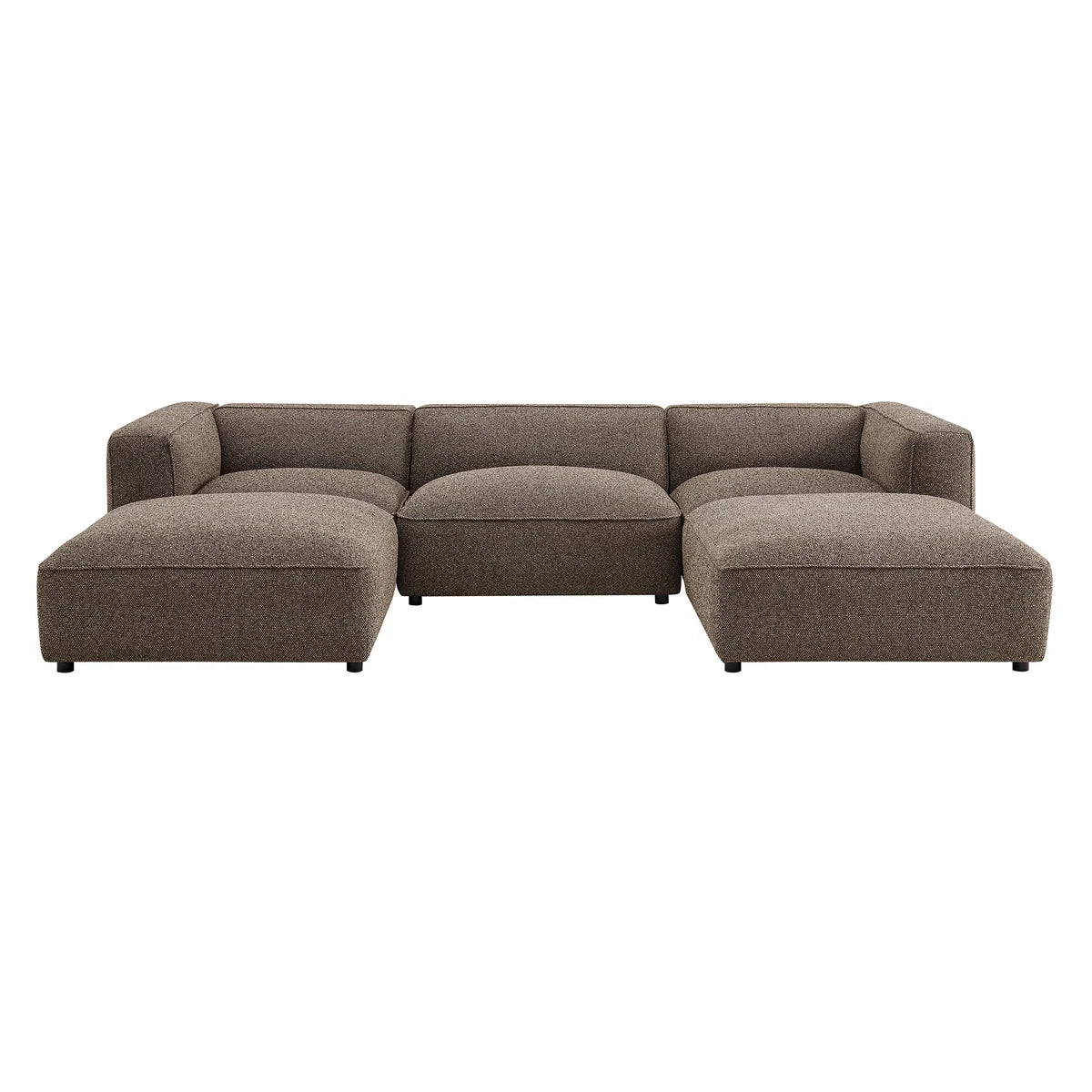 Auren 5 Piece Lattice Bouclé Upholstered Modular Sectional with Ottomans