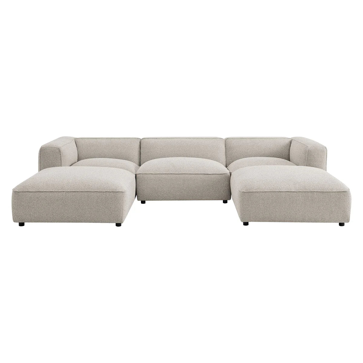 Auren 5 Piece Lattice Bouclé Upholstered Modular Sectional with Ottomans