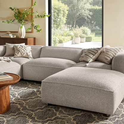 Auren 5 Piece Lattice Bouclé Upholstered Modular Sectional with Ottomans