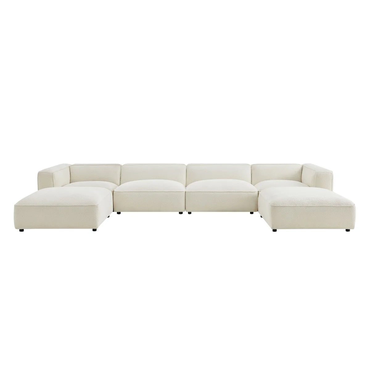 Auren 6 Piece Lattice Bouclé Upholstered Modular Sectional with Ottomans