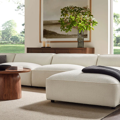 Auren 6 Piece Lattice Bouclé Upholstered Modular Sectional with Ottomans