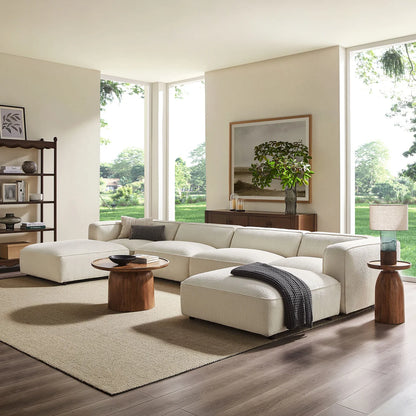Auren 6 Piece Lattice Bouclé Upholstered Modular Sectional with Ottomans