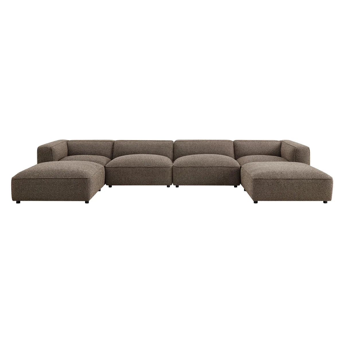 Auren 6 Piece Lattice Bouclé Upholstered Modular Sectional with Ottomans