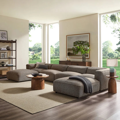 Auren 6 Piece Lattice Bouclé Upholstered Modular Sectional with Ottomans