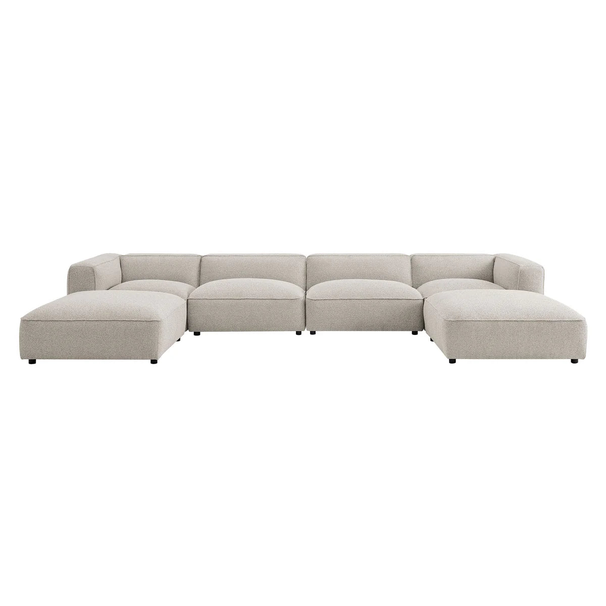 Auren 6 Piece Lattice Bouclé Upholstered Modular Sectional with Ottomans