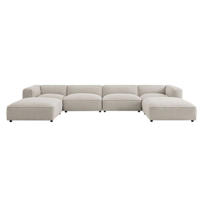 Auren 6 Piece Lattice Bouclé Upholstered Modular Sectional with Ottomans
