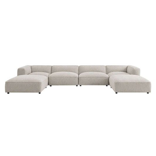 Auren 6 Piece Lattice Bouclé Upholstered Modular Sectional with Ottomans
