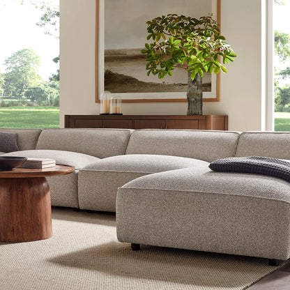 Auren 6 Piece Lattice Bouclé Upholstered Modular Sectional with Ottomans