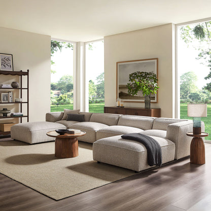 Auren 6 Piece Lattice Bouclé Upholstered Modular Sectional with Ottomans