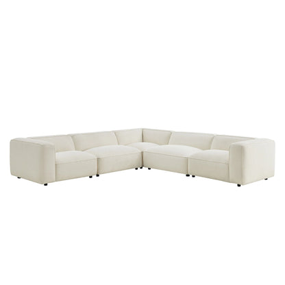 Auren 5 Piece Lattice Bouclé Upholstered Modular Corner Sectional