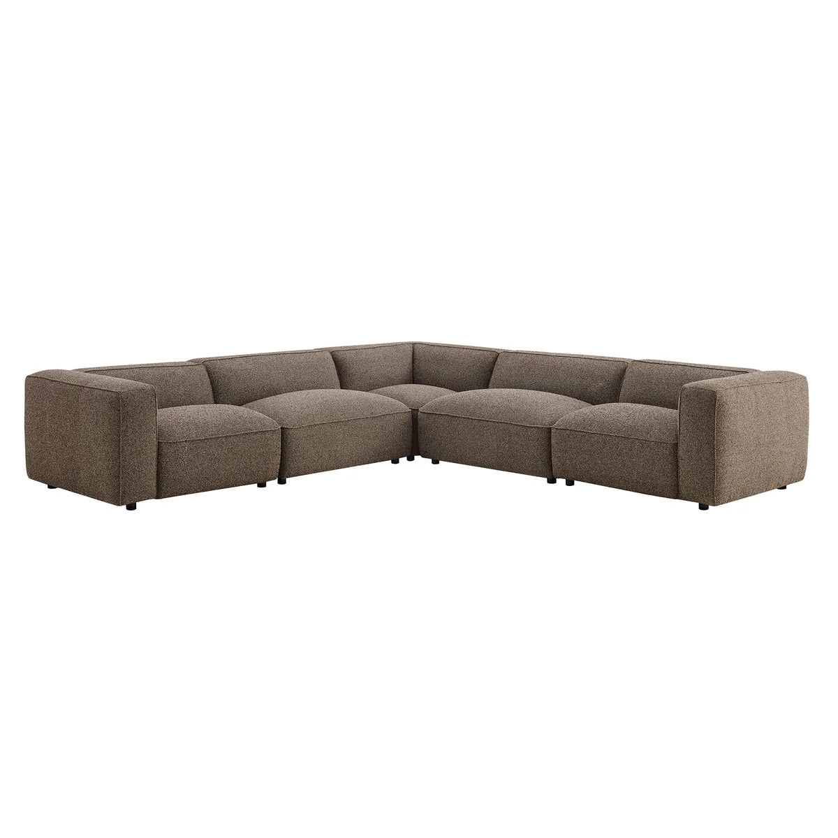 Auren 5 Piece Lattice Bouclé Upholstered Modular Corner Sectional