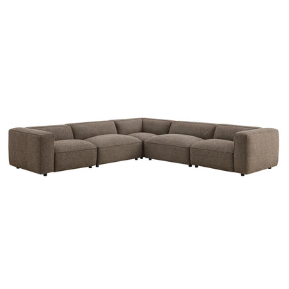 Auren 5 Piece Lattice Bouclé Upholstered Modular Corner Sectional